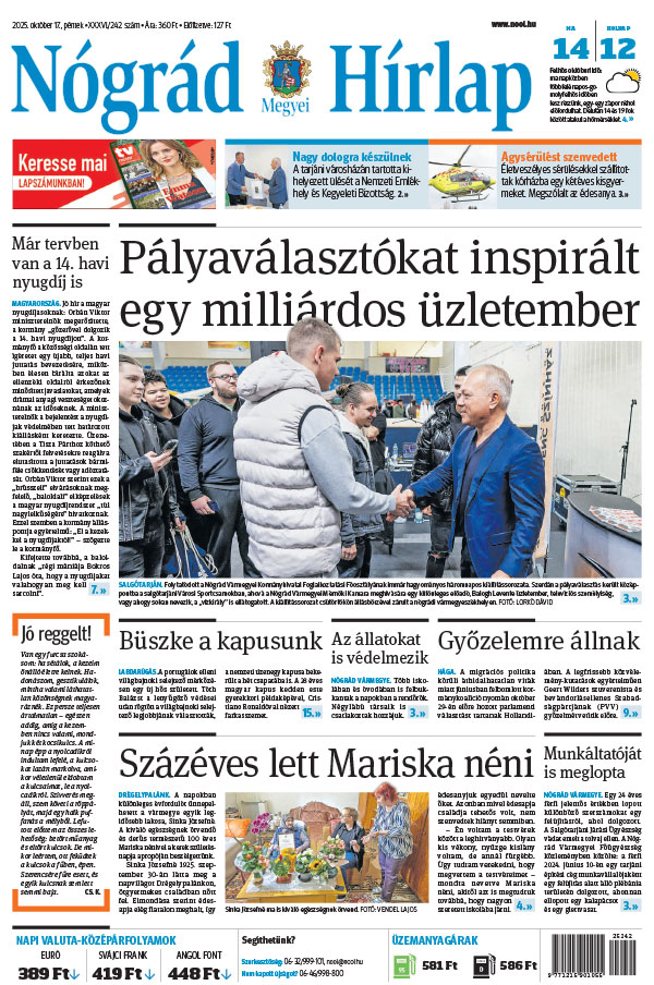Lapszám: 2025.10.17. + MELLÉKLET